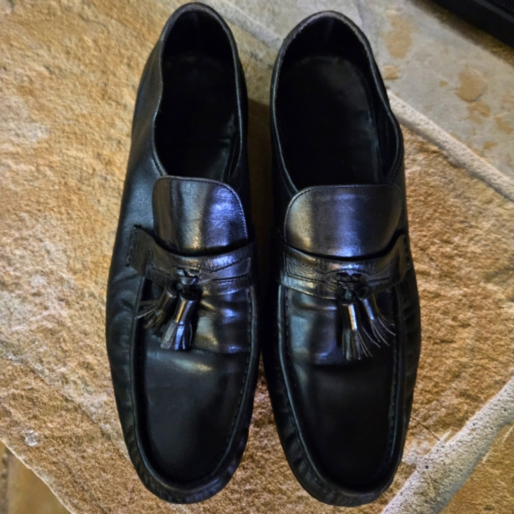Vintage Florsheim All Leather Loafers Black Size 10 C